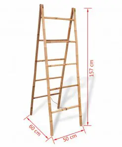 vidaXL Double Towel Ladder with 5 Rungs Bamboo 50×160 cm
