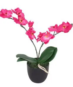 vidaXL Artificial Orchid Plant with Pot 30 cm Red