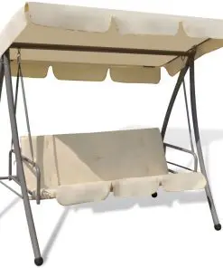 43237 vidaXL Outdoor Swing Bench with Canopy Sand White