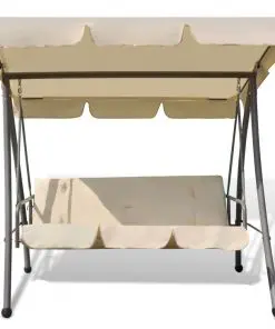43237 vidaXL Outdoor Swing Bench with Canopy Sand White