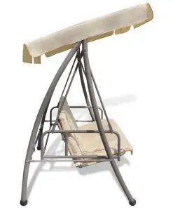 43237 vidaXL Outdoor Swing Bench with Canopy Sand White
