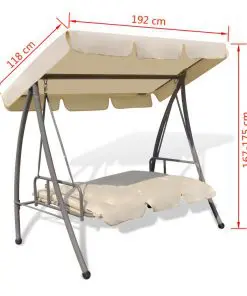 43237 vidaXL Outdoor Swing Bench with Canopy Sand White