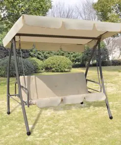 43237 vidaXL Outdoor Swing Bench with Canopy Sand White