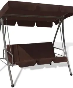 43238 vidaXL Outdoor Swing Bench with Canopy Coffee