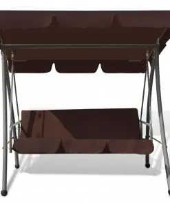 43238 vidaXL Outdoor Swing Bench with Canopy Coffee