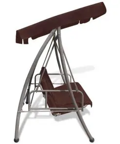 43238 vidaXL Outdoor Swing Bench with Canopy Coffee