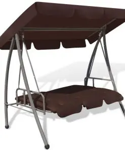 43238 vidaXL Outdoor Swing Bench with Canopy Coffee