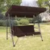 43238 vidaXL Outdoor Swing Bench with Canopy Coffee 43238 vidaXL Outdoor Swing Bench with Canopy Coffee