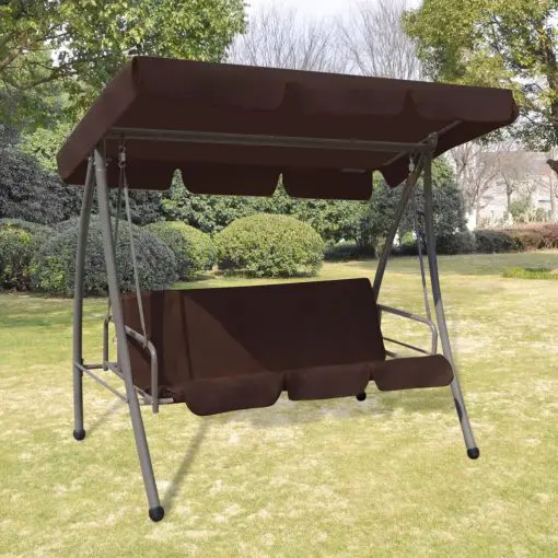 43238 vidaXL Outdoor Swing Bench with Canopy Coffee