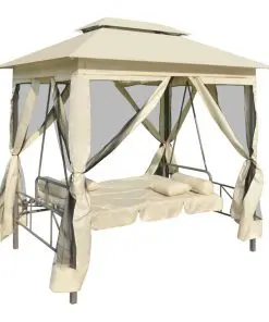 vidaXL Gazebo Convertible Swing Bench Cream White