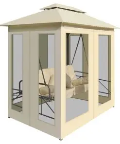 vidaXL Gazebo Convertible Swing Bench Cream White