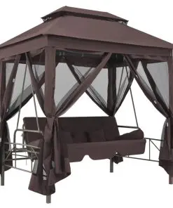 43240 vidaXL Gazebo Convertible Swing Bench Coffee