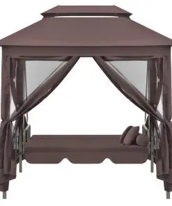 43240 vidaXL Gazebo Convertible Swing Bench Coffee