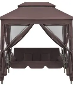 43240 vidaXL Gazebo Convertible Swing Bench Coffee