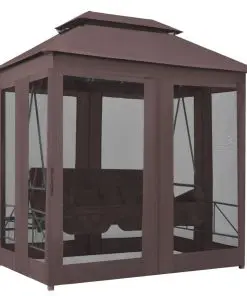 43240 vidaXL Gazebo Convertible Swing Bench Coffee