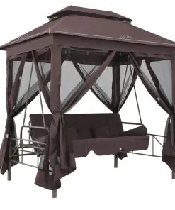 43240 vidaXL Gazebo Convertible Swing Bench Coffee