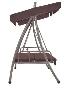 43242 vidaXL Outdoor Convertible Swing Bench with Canopy Coffee
