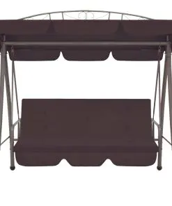 43242 vidaXL Outdoor Convertible Swing Bench with Canopy Coffee