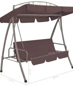 43242 vidaXL Outdoor Convertible Swing Bench with Canopy Coffee