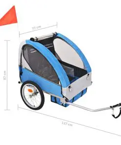 vidaXL Kids’ Bicycle Trailer Grey and Blue 30 kg