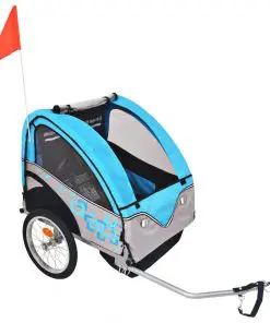 vidaXL Kids’ Bicycle Trailer Grey and Blue 30 kg
