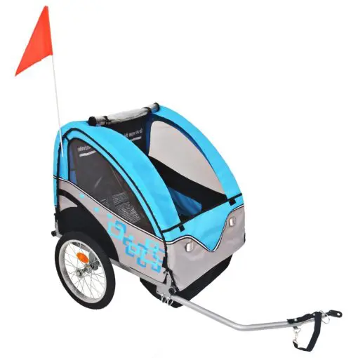 vidaXL Kids’ Bicycle Trailer Grey and Blue 30 kg