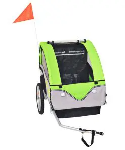 vidaXL Kids’ Bicycle Trailer Grey and Green 30 kg