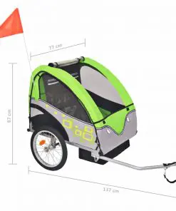 vidaXL Kids’ Bicycle Trailer Grey and Green 30 kg