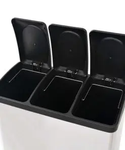 vidaXL Recycling Pedal Bin Garbage Trash Bin Stainless Steel 3×18 L