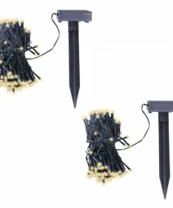 vidaXL LED Solar String Lights 2 pcs Warm White