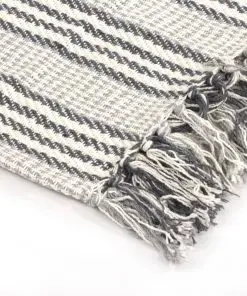 vidaXL Throw Cotton Stripes 160×210 cm Grey and White