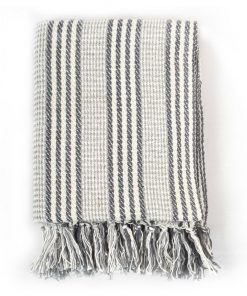 vidaXL Throw Cotton Stripes 220×250 cm Grey and White