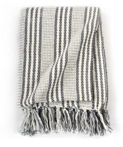 vidaXL Throw Cotton Stripes 220×250 cm Grey and White