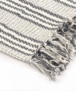 vidaXL Throw Cotton Stripes 220×250 cm Grey and White