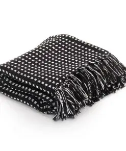 vidaXL Throw Cotton Squares 125×150 cm Black