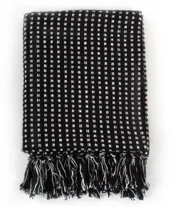 vidaXL Throw Cotton Squares 160×210 cm Black