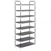 vidaXL Shoe Rack with 8 Shelves Metal and Non-woven Fabric Black