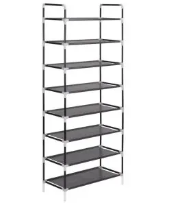 vidaXL Shoe Rack with 8 Shelves Metal and Non-woven Fabric Black