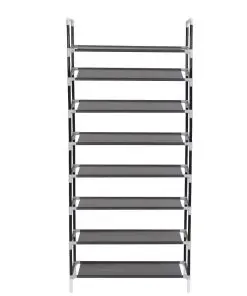 vidaXL Shoe Rack with 8 Shelves Metal and Non-woven Fabric Black