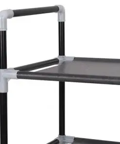 vidaXL Shoe Rack with 8 Shelves Metal and Non-woven Fabric Black