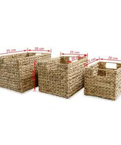 vidaXL Storage Basket Set 3 Pieces Water Hyacinth
