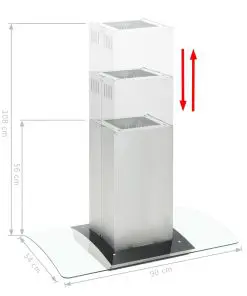 vidaXL Island Range Hood 90 cm Stainless Steel 756 m³/h LED