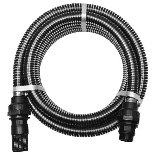 vidaXL Suction Hose with Connectors 4 m 22 mm Black