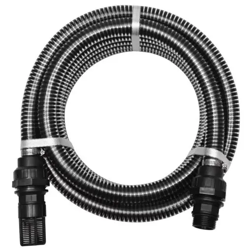 vidaXL Suction Hose with Connectors 7 m 22 mm Black