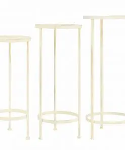 vidaXL Plant Stand Set 3 Pieces Vintage Style Metal Antique White