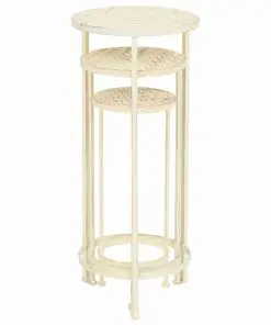 vidaXL Plant Stand Set 3 Pieces Vintage Style Metal Antique White