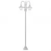 vidaXL Garden Post Light E27 220 cm Aluminium 3-Lantern White
