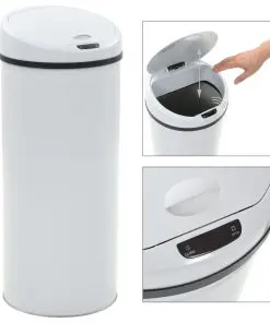 vidaXL Sensor Dustbin 62 L White