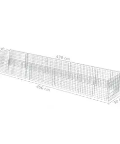 vidaXL Gabion Raised Bed Galvanised Steel 450x90x50 cm