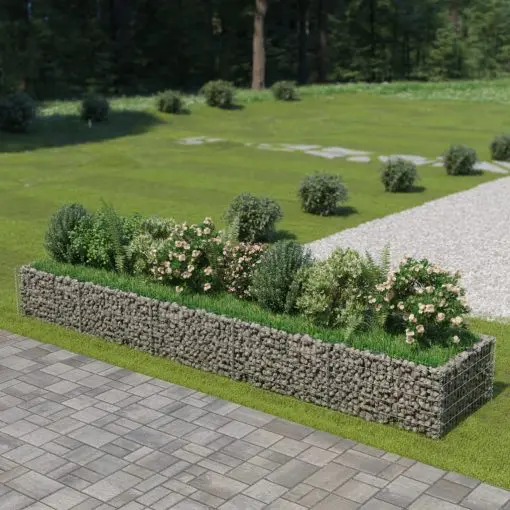 vidaXL Gabion Raised Bed Galvanised Steel 450x90x50 cm